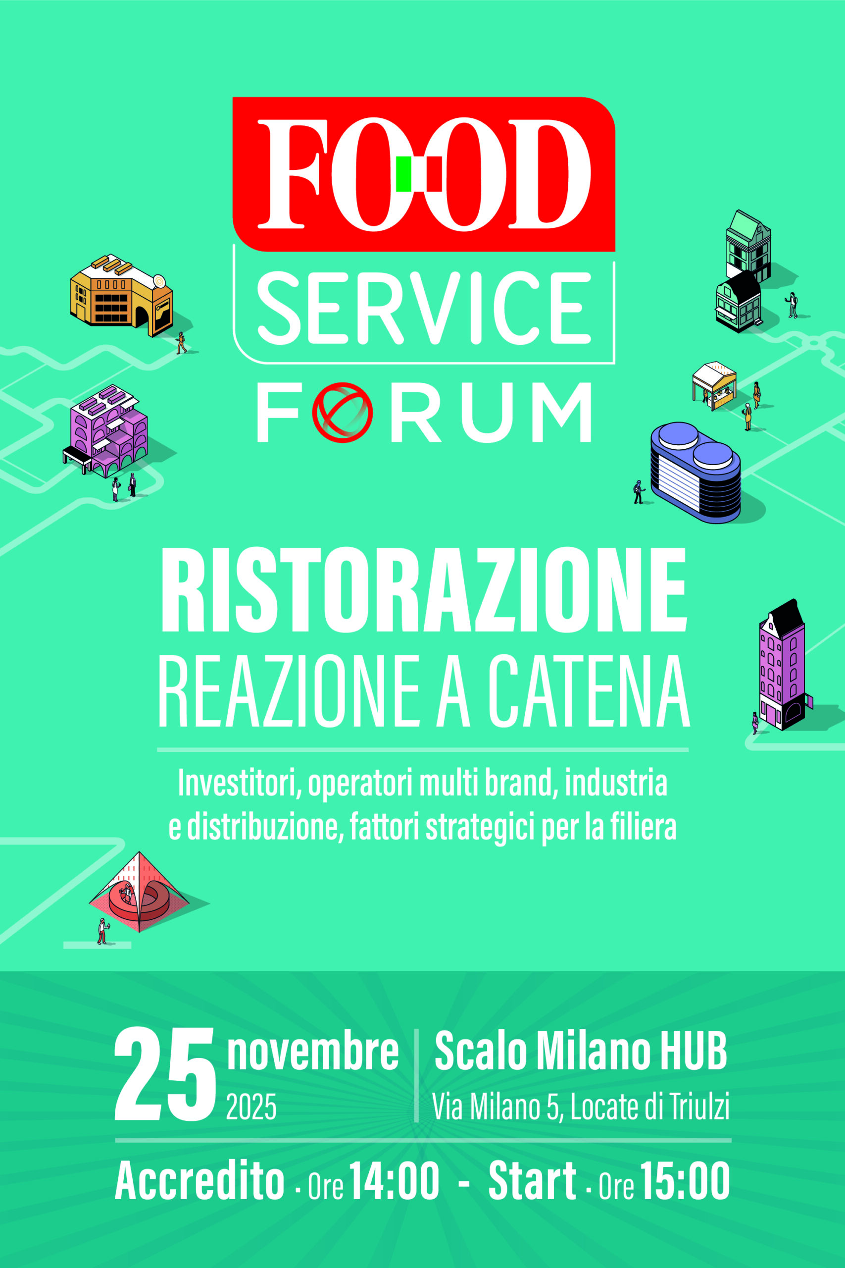 Header Mobile: Locandina Evento Food Service Forum - Ristorazione: Reazione a catena. 25 novembre a Scalo Milano HUB
